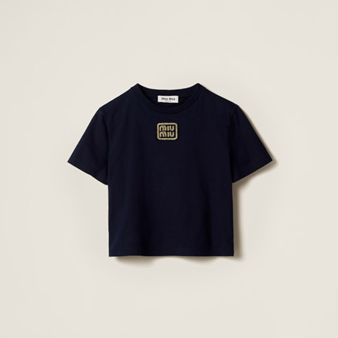 9A+ quality miu miu gold logo cropped t-shirt